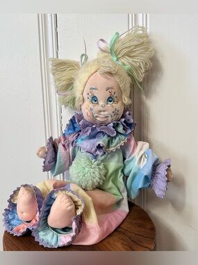 Bug’zear Babes Handmade Pastel Rainbow Clown Doll